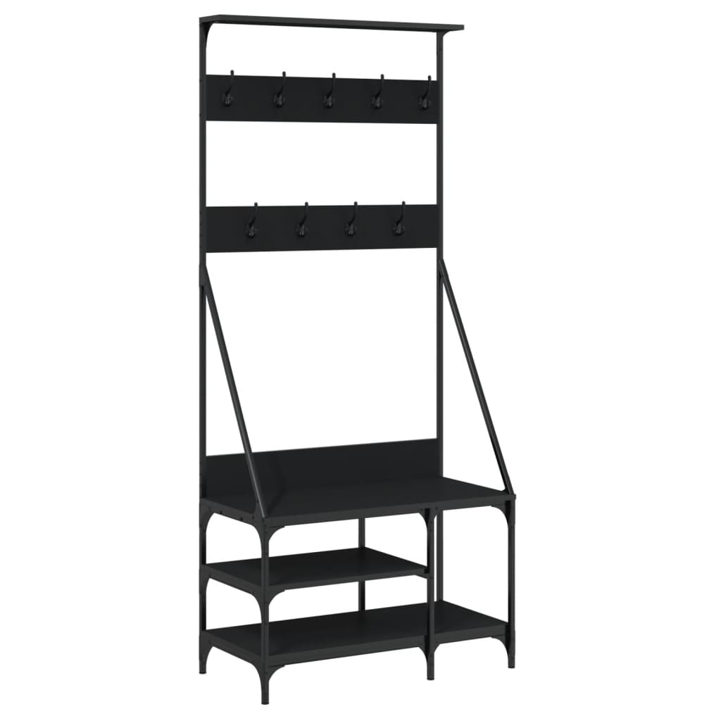 VidaXL Kleiderständer mit Schuhablage 80x40x184 cm schwarz