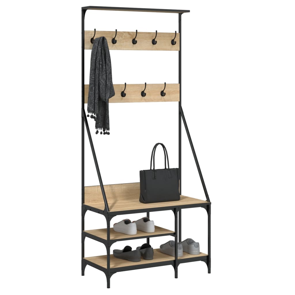 VidaXL Kleiderständer mit Schuhablage 80x40x184 cm Sonoma-Eiche-farbig