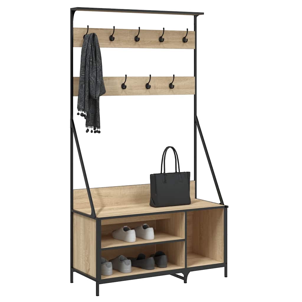 VidaXL Kleiderständer mit Schuhablage 100x41x184 cm Sonoma-Eiche-farbig