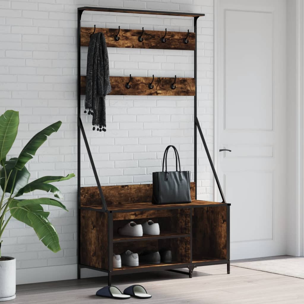 Vidaxx Kleiderständer mit Schuhablage 100x41x184 cm Räuchereiche