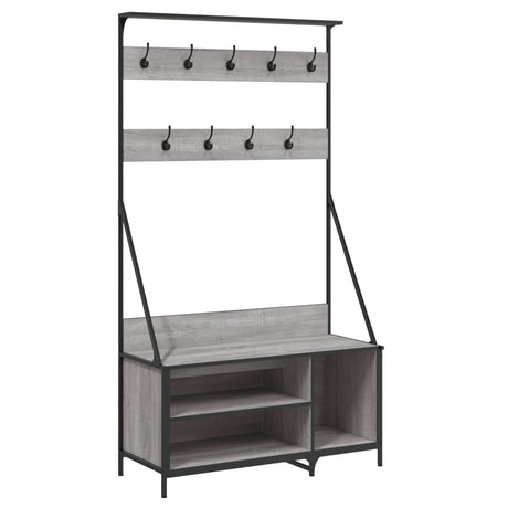 VidaXL Kleiderständer mit Schuhablage 100x41x184 cm grau sonoma
