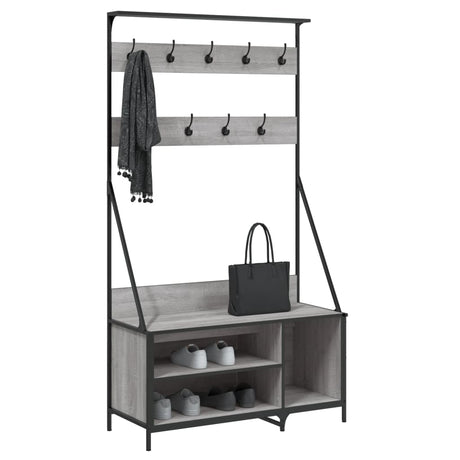 VidaXL Kleiderständer mit Schuhablage 100x41x184 cm grau sonoma