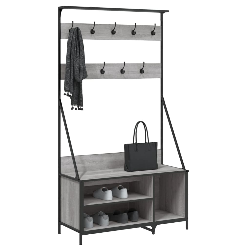 VidaXL Kleiderständer mit Schuhablage 100x41x184 cm grau sonoma