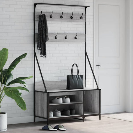 VidaXL Kleiderständer mit Schuhablage 100x41x184 cm grau sonoma