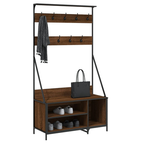 VidaXL Kleiderständer mit Schuhregal 100 x 41 x 184 cm, Farbe Eiche braun