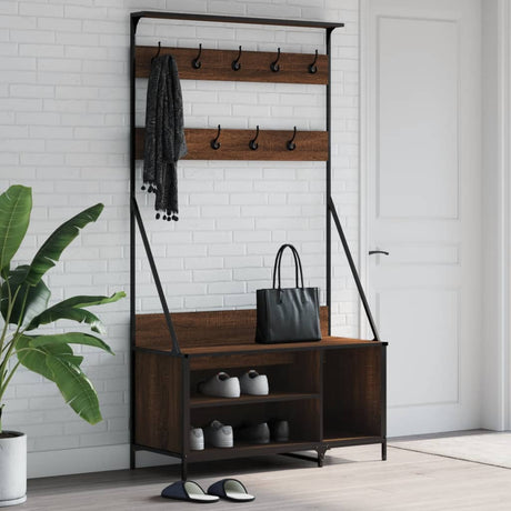 VidaXL Kleiderständer mit Schuhregal 100 x 41 x 184 cm, Farbe Eiche braun