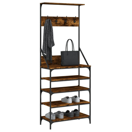 VidaXL Kleiderständer mit Schuhablage 70x34x184 cm Räuchereiche