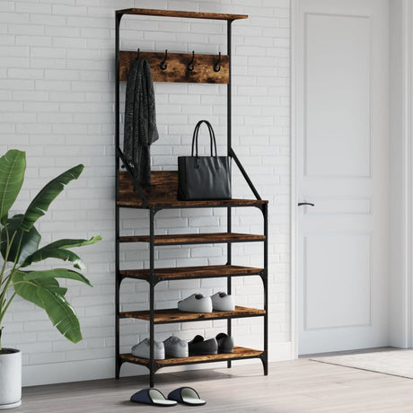 VidaXL Kleiderständer mit Schuhablage 70x34x184 cm Räuchereiche