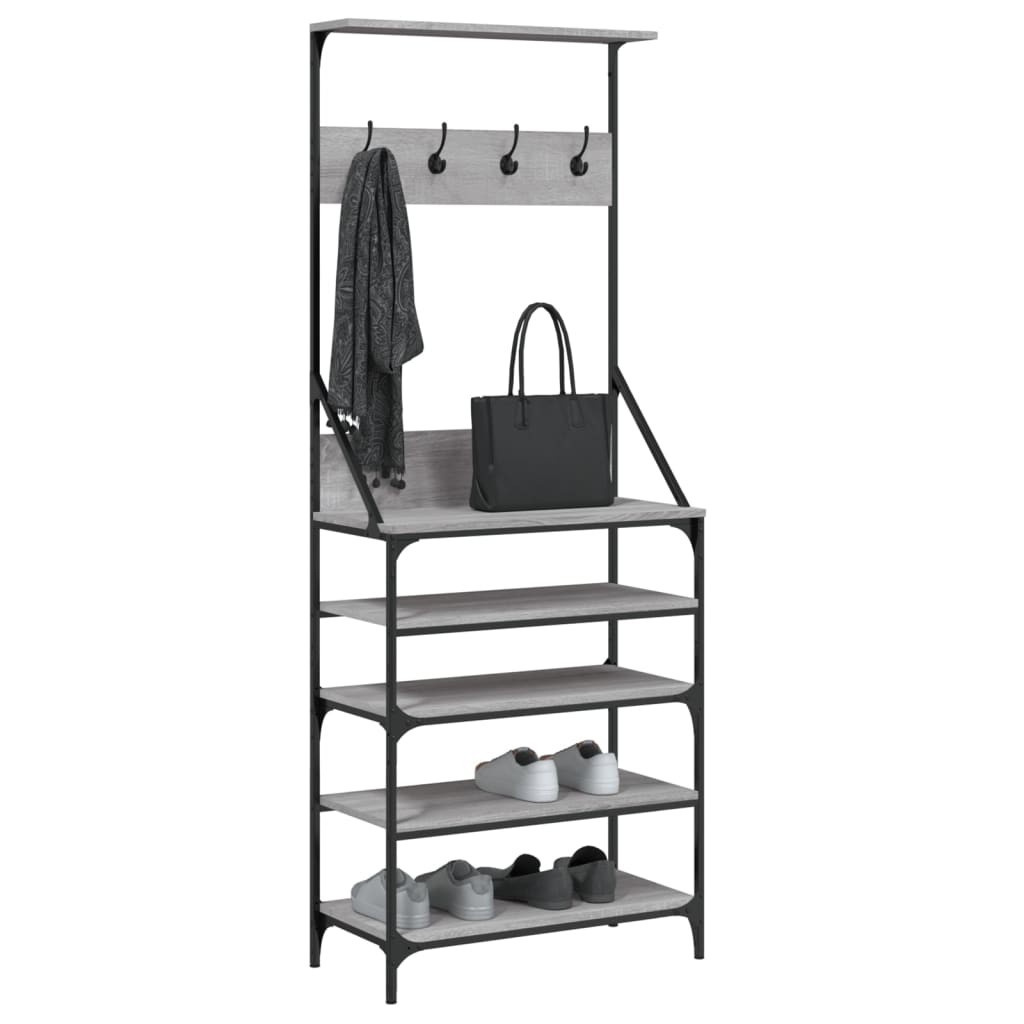 VidaXL Kleiderständer mit Schuhregal 70x34x184 cm, Farbe Sonoma-Eiche grau