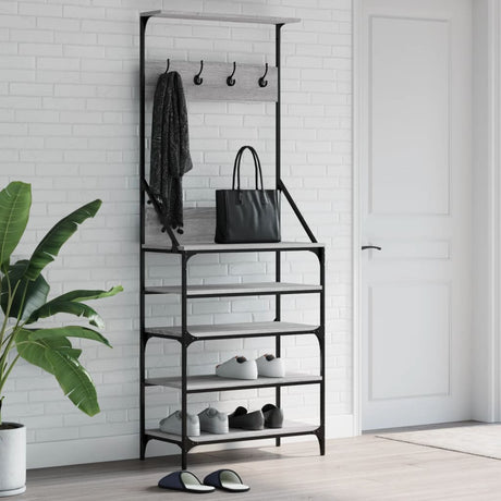 VidaXL Kleiderständer mit Schuhregal 70x34x184 cm, Farbe Sonoma-Eiche grau
