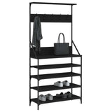 VidaXL Kleiderständer mit Schuhablage 90x34x184 cm schwarz