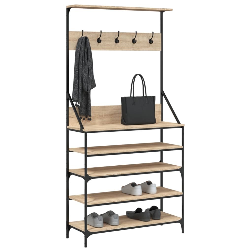 VidaXL Kleiderständer mit Schuhablage 90x34x184 cm Sonoma-Eiche-farbig