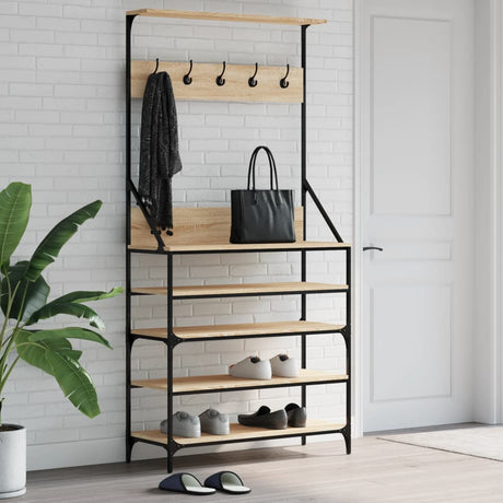 VidaXL Kleiderständer mit Schuhablage 90x34x184 cm Sonoma-Eiche-farbig