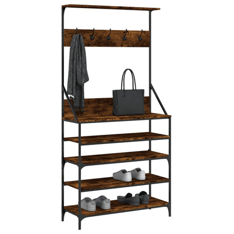 Vidaxx Kleiderständer mit Schuhablage 90x34x184 cm Räuchereiche
