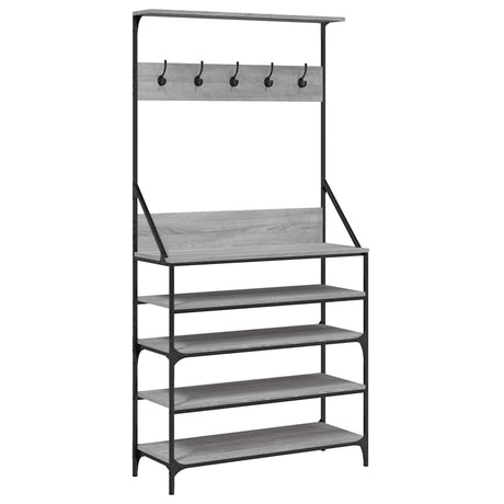 VidaXL Kleiderständer mit Schuhregal 90x34x184 cm, Farbe Sonoma-Eiche grau