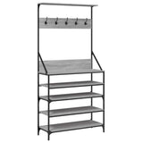VidaXL Kleiderständer mit Schuhregal 90x34x184 cm, Farbe Sonoma-Eiche grau