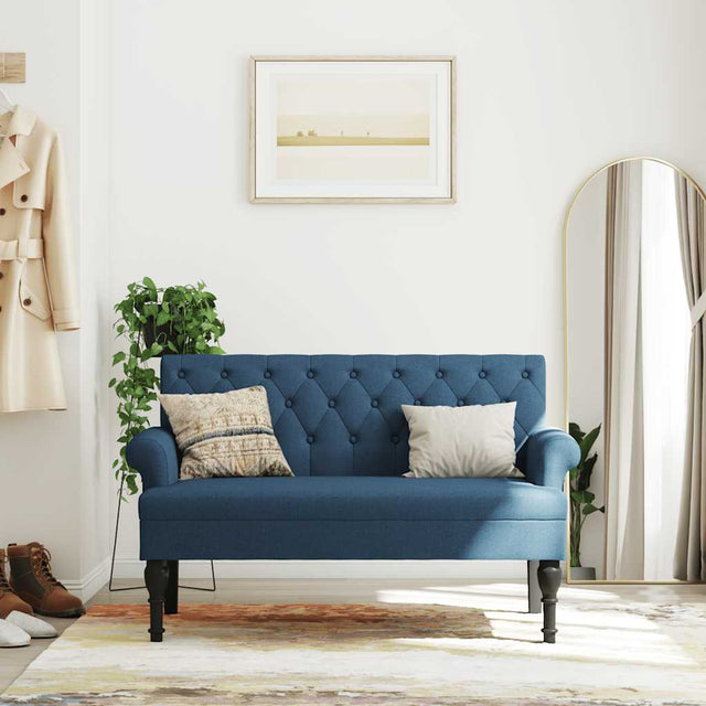 Vidaxl bankje met rugleuning 120x62x75,5 cm stof blauw