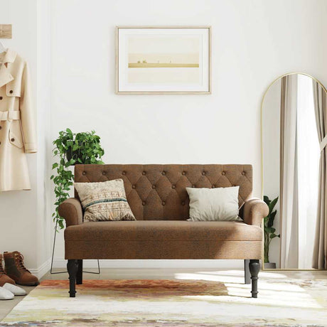 Vidaxl bankje met rugleuning 120x62x75,5 cm kunstsuèdeleer bruin
