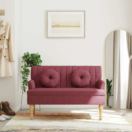 Vidaxl bankje met kussens 113x64,5x75,5 cm stof wijnrood
