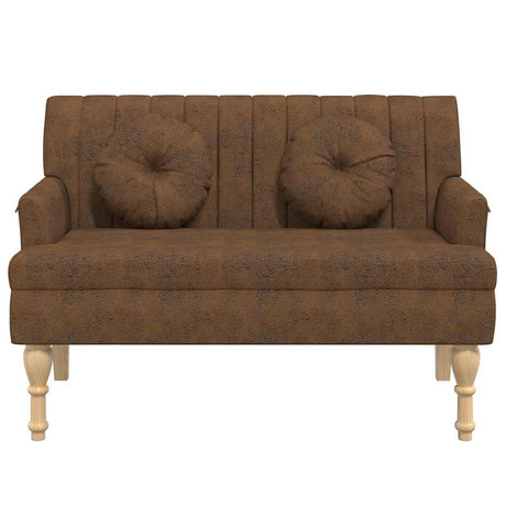 Vidaxl bankje met kussens 113x64,5x75,5 cm kunstsuèdeleer bruin