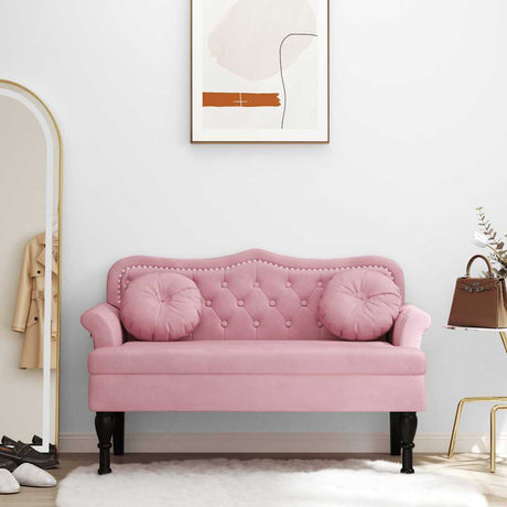 Vidaxl bankje met kussens 120,5x65x75 cm fluweel roze
