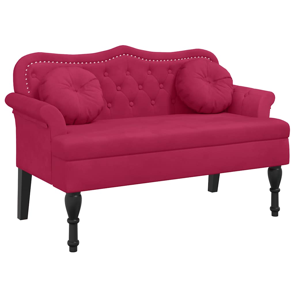 Vidaxl bankje met kussens 120,5x65x75 cm fluweel wijnrood