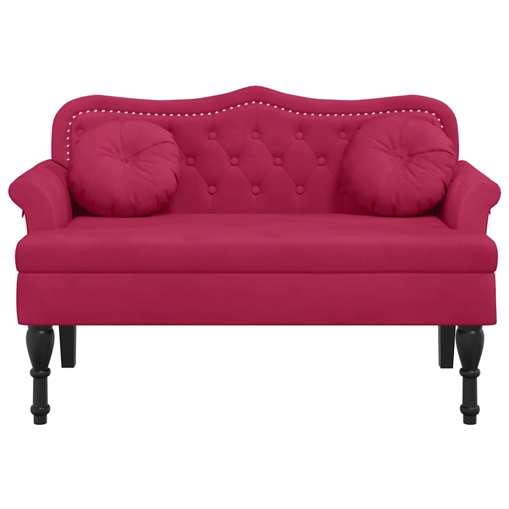 Vidaxl bankje met kussens 120,5x65x75 cm fluweel wijnrood