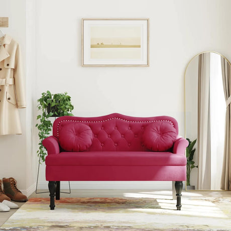 Vidaxl bankje met kussens 120,5x65x75 cm fluweel wijnrood