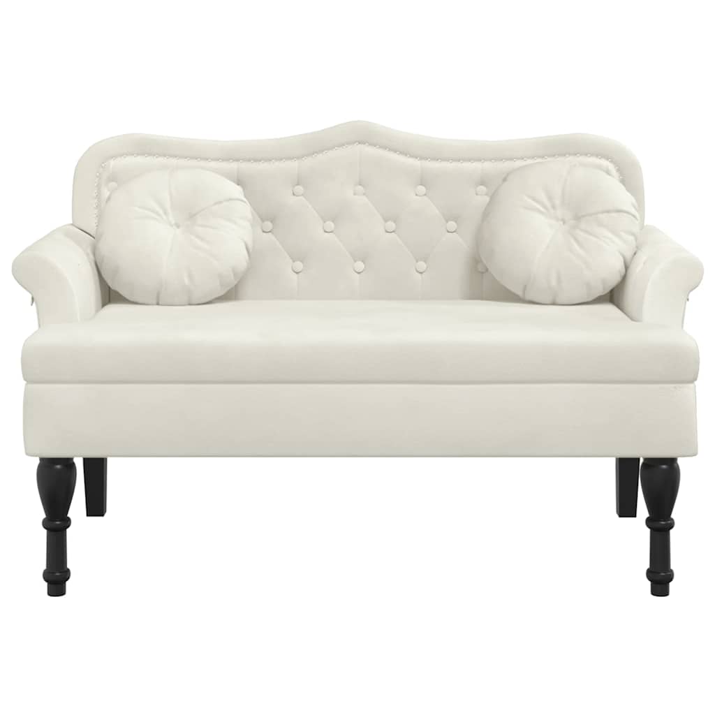 Vidaxl bankje met kussens 120,5x65x75 cm fluweel crèmekleurig