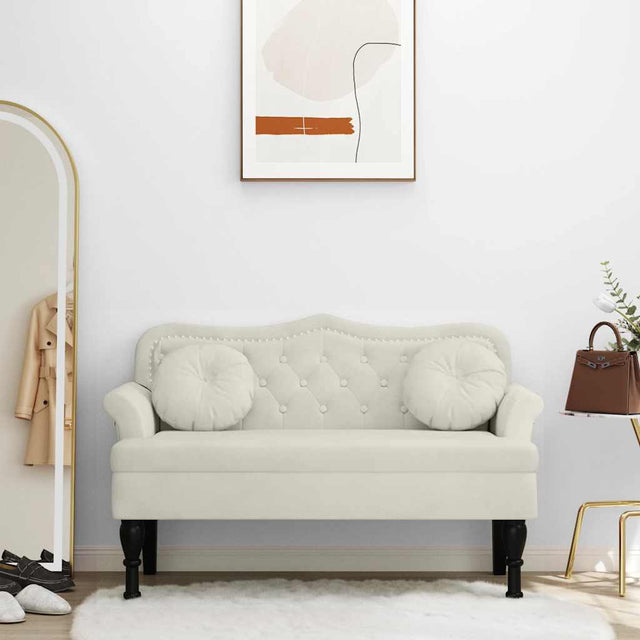 Vidaxl bankje met kussens 120,5x65x75 cm fluweel crèmekleurig