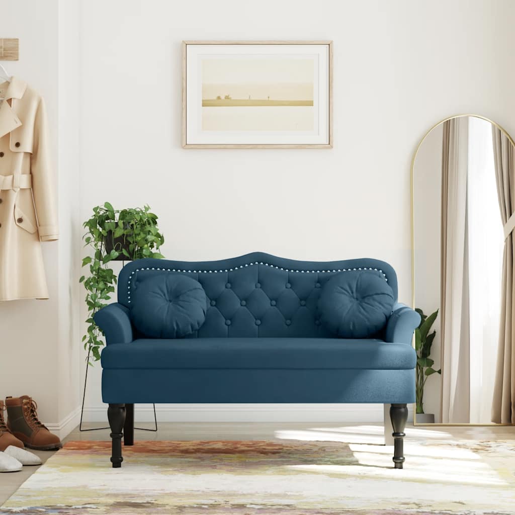 Vidaxl bankje met kussens 120,5x65x75 cm fluweel blauw
