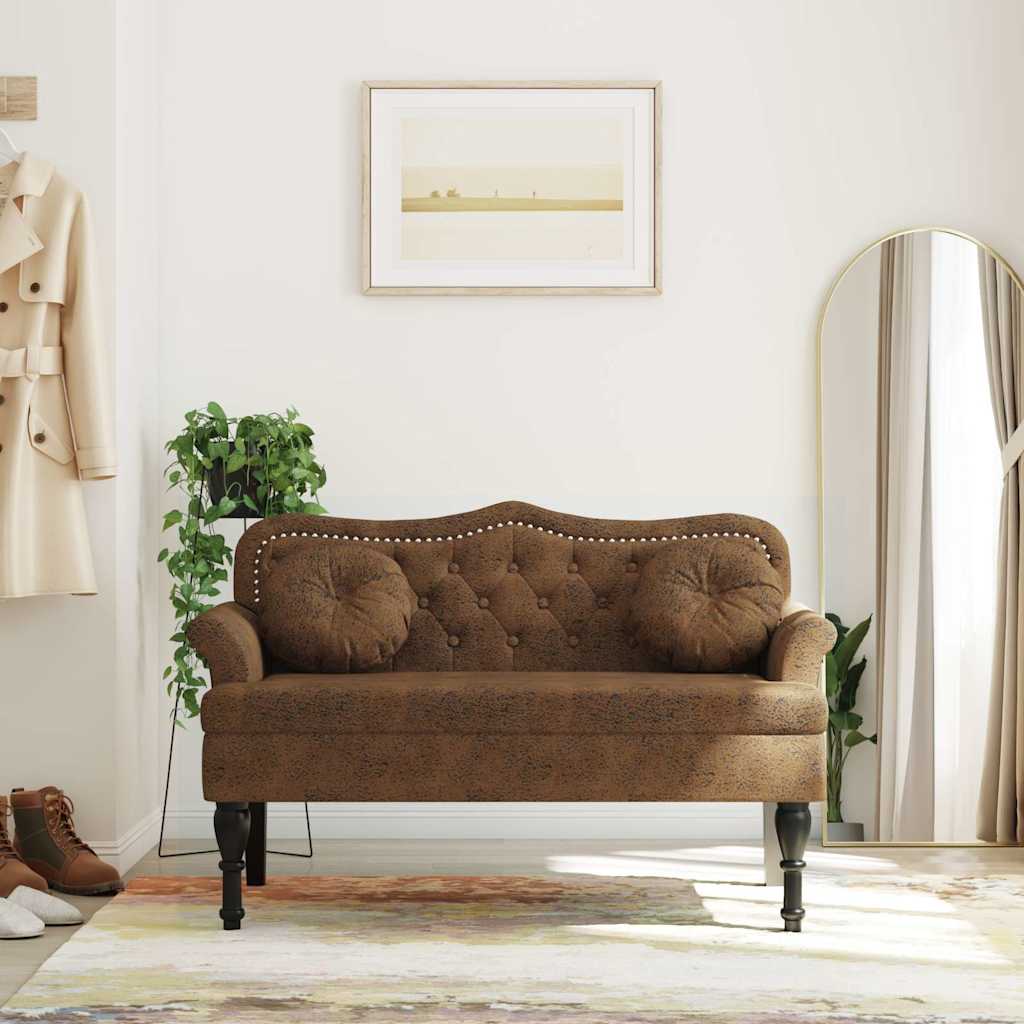 Vidaxl bank met kussens bruin 120,5x65x75 cm kunstsuède
