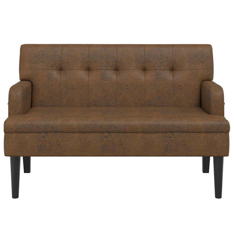 Vidaxl bankje met rugleuning 112x65,5x75 cm kunstsuèdeleer bruin