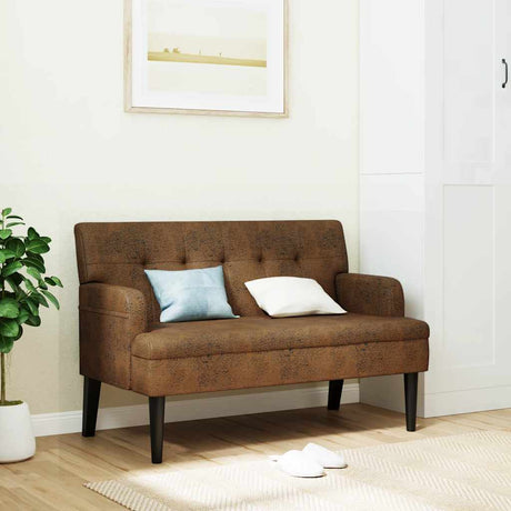 Vidaxl bankje met rugleuning 112x65,5x75 cm kunstsuèdeleer bruin