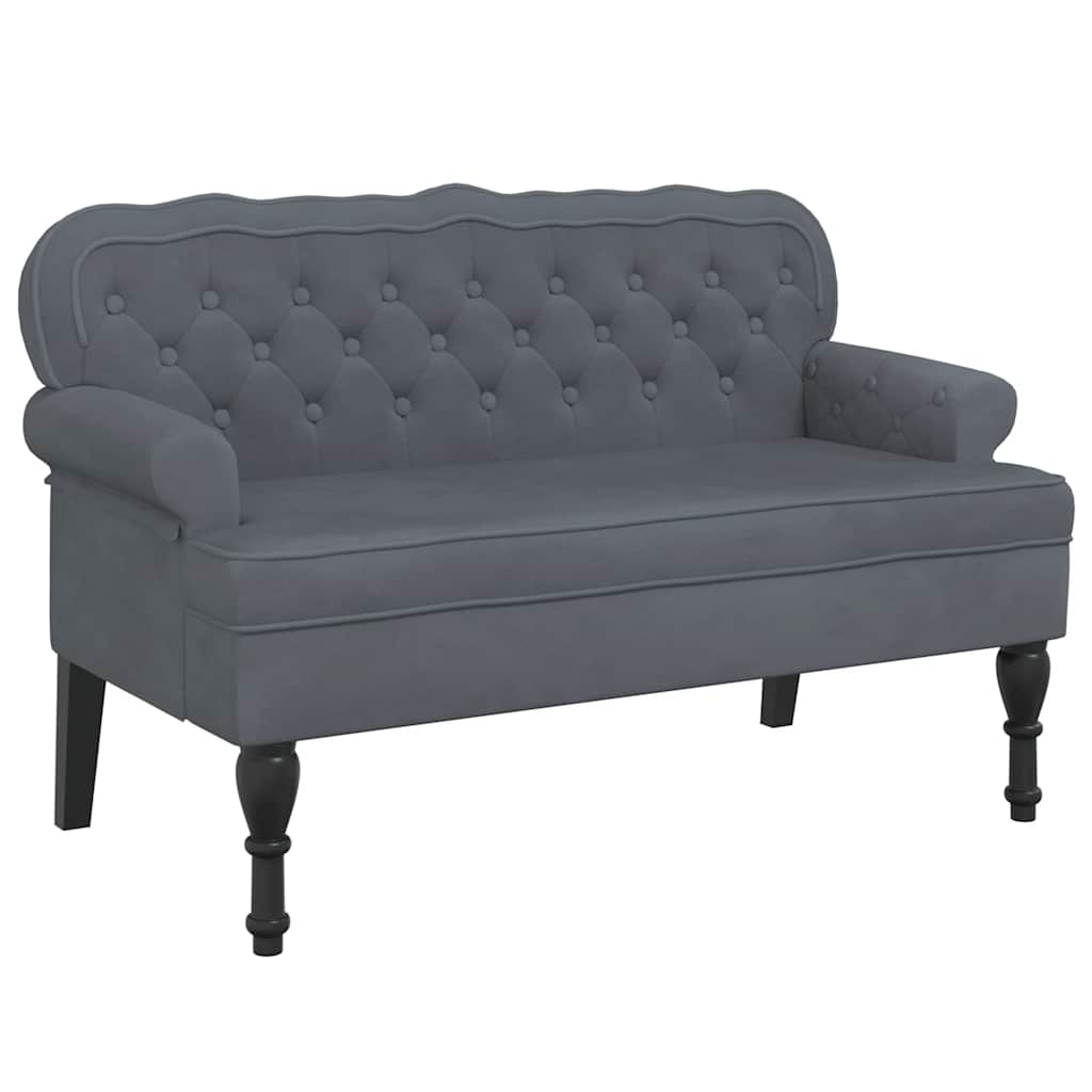 Vidaxl bankje met rugleuning 119,5x64,5x75 cm fluweel donkergrijs