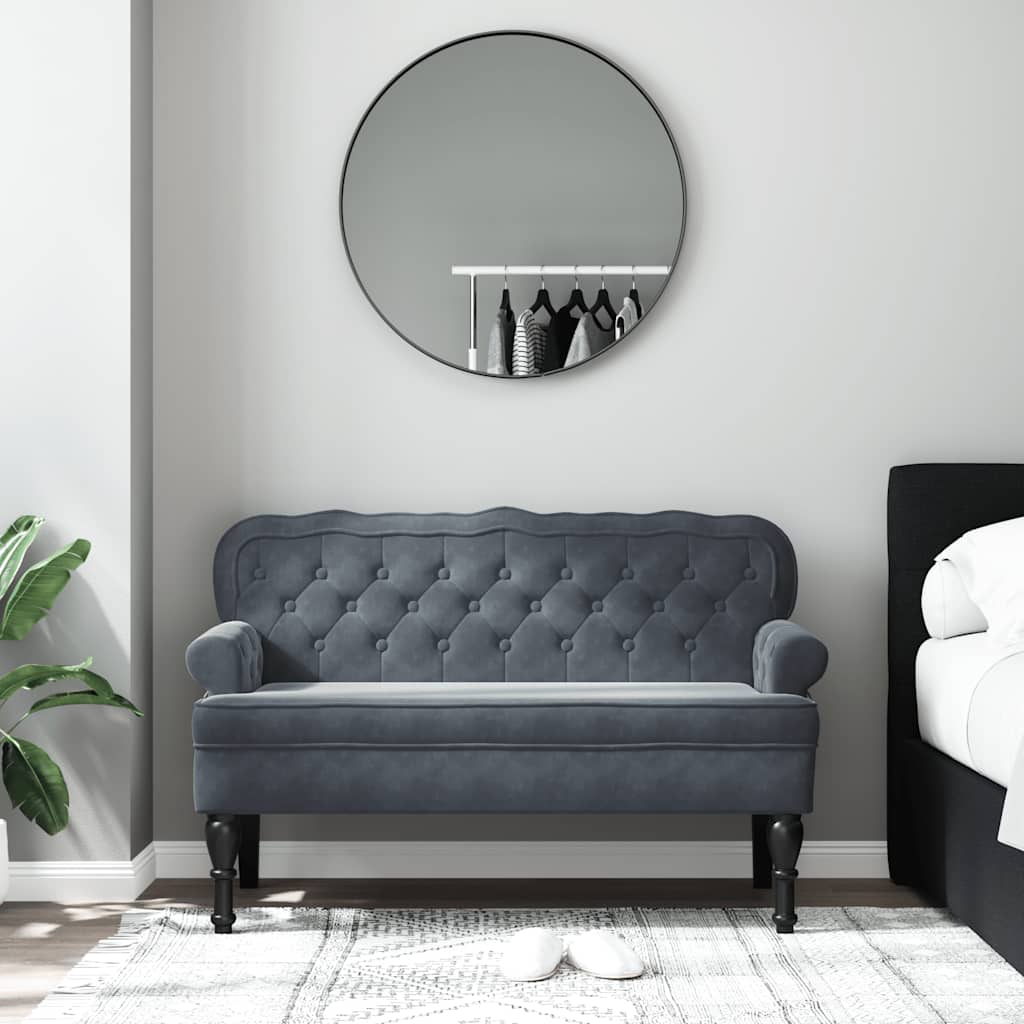 Vidaxl bankje met rugleuning 119,5x64,5x75 cm fluweel donkergrijs