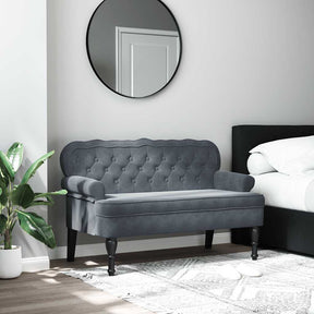 Vidaxl bankje met rugleuning 119,5x64,5x75 cm fluweel donkergrijs