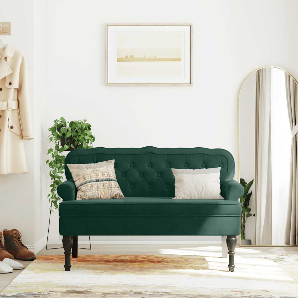 Vidaxl bankje met rugleuning 119,5x64,5x75 cm fluweel donkergroen