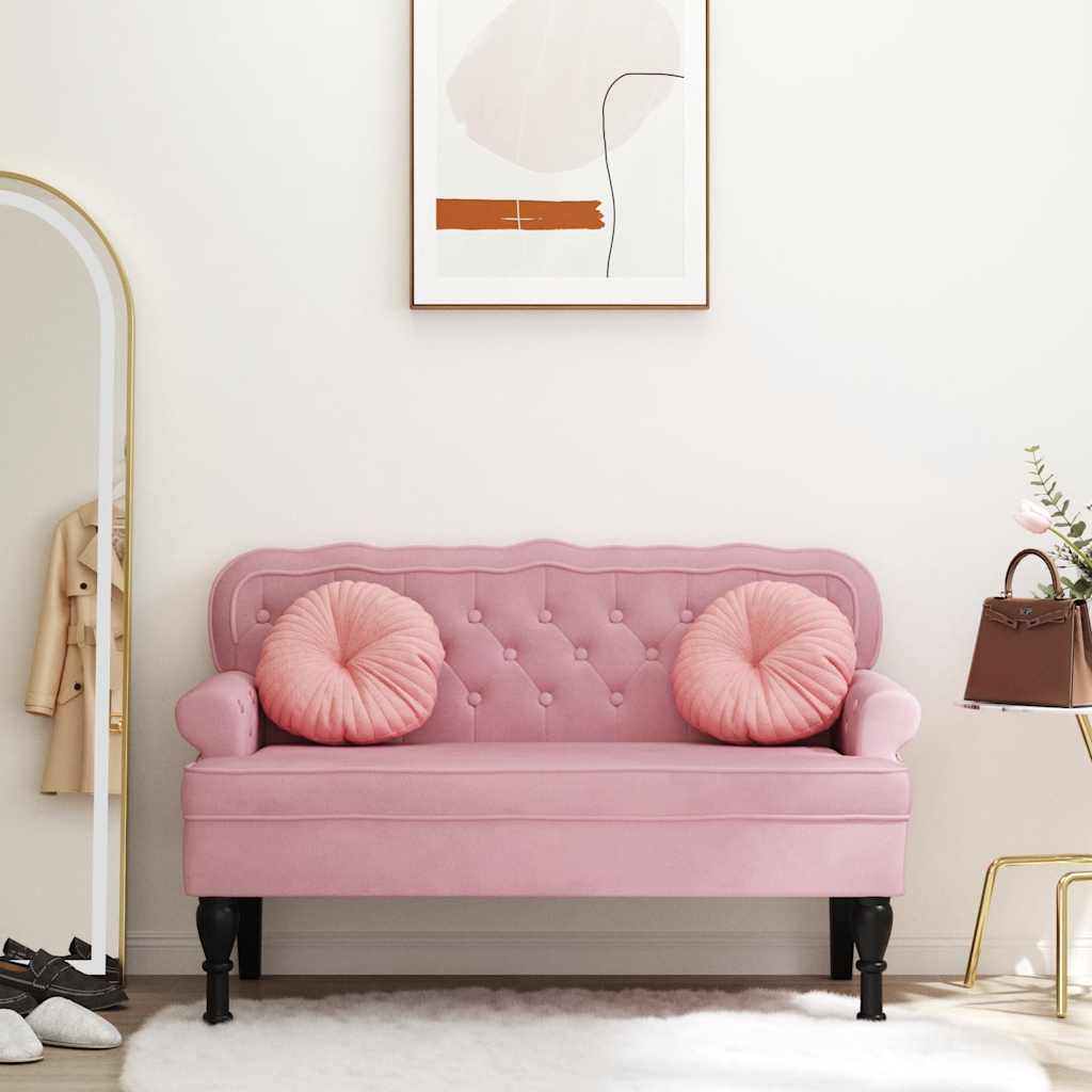 Vidaxl bankje met rugleuning 119,5x64,5x75 cm fluweel roze