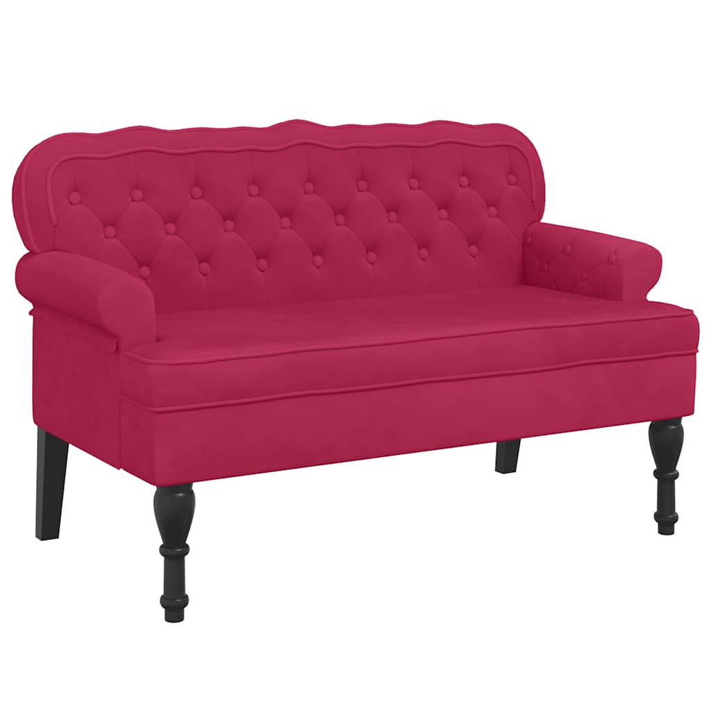 Vidaxl bankje met rugleuning 119,5x64,5x75 cm fluweel wijnrood