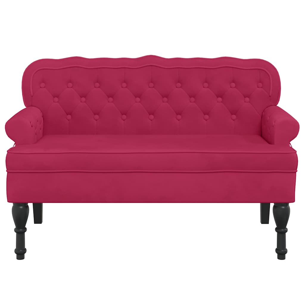 Vidaxl bankje met rugleuning 119,5x64,5x75 cm fluweel wijnrood