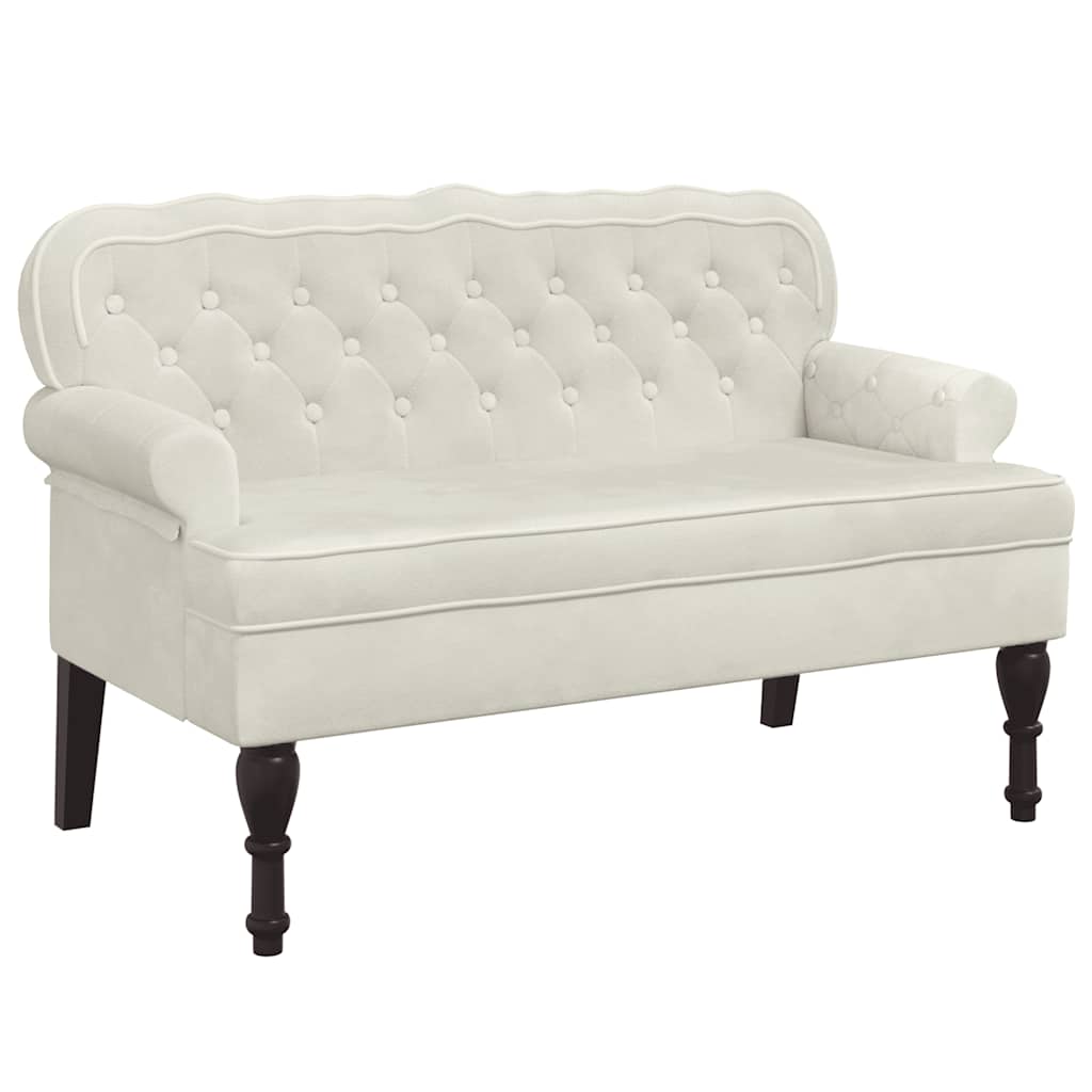 Vidaxl bankje met rugleuning 119,5x64,5x75 cm fluweel crèmekleurig