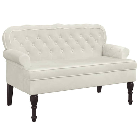 Vidaxl bankje met rugleuning 119,5x64,5x75 cm fluweel crèmekleurig