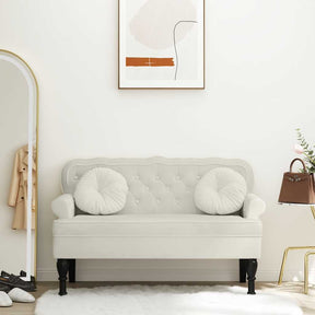 Vidaxl bankje met rugleuning 119,5x64,5x75 cm fluweel crèmekleurig