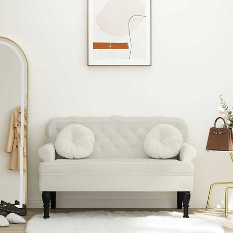 Vidaxl bankje met rugleuning 119,5x64,5x75 cm fluweel crèmekleurig