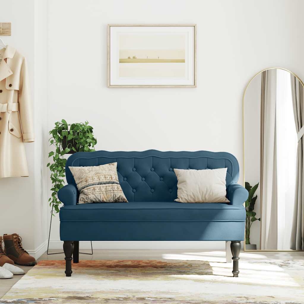 Vidaxl bankje met rugleuning 119,5x64,5x75 cm fluweel blauw
