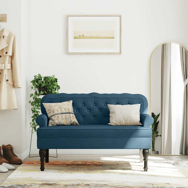 Vidaxl bankje met rugleuning 119,5x64,5x75 cm fluweel blauw