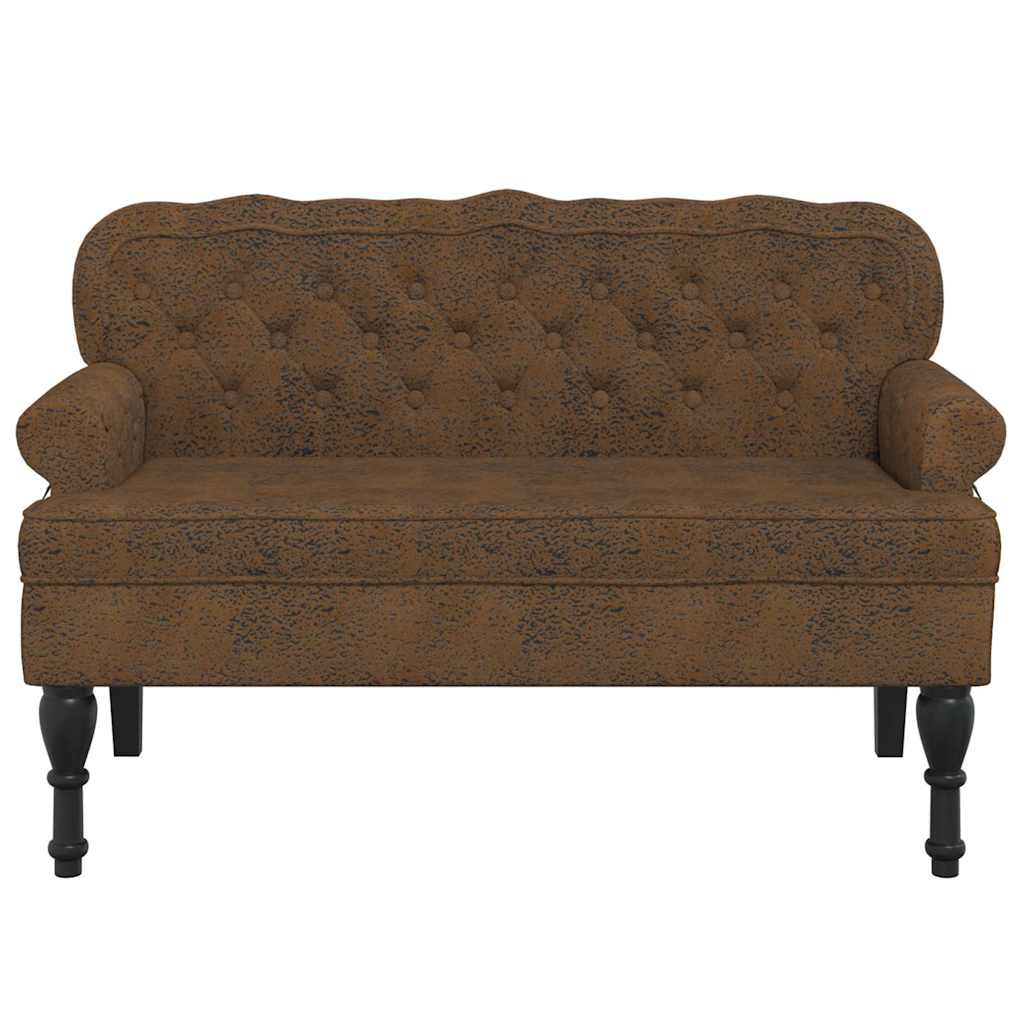 Vidaxl bankje met rugleuning 119,5x64,5x75 cm kunstsuèdeleer bruin