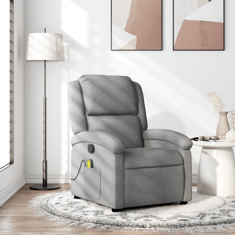 Vidaxl massagestoel verstelbaar stof lichtgrijs