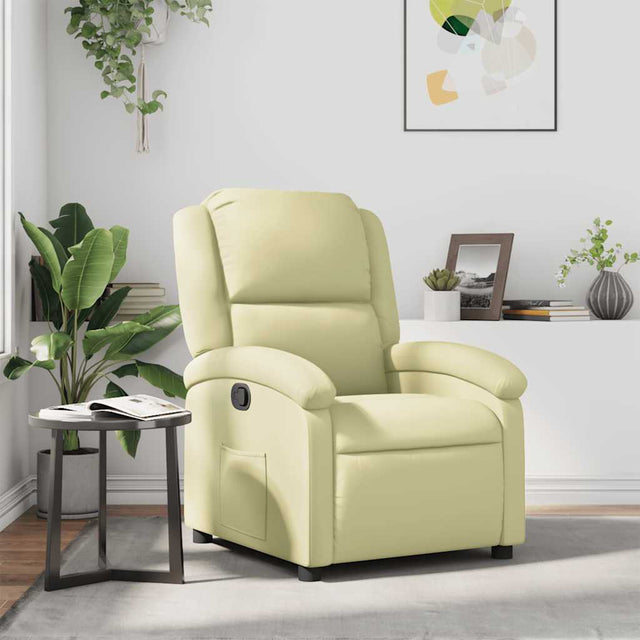 Vidaxl fauteuil echt leer crèmekleurig